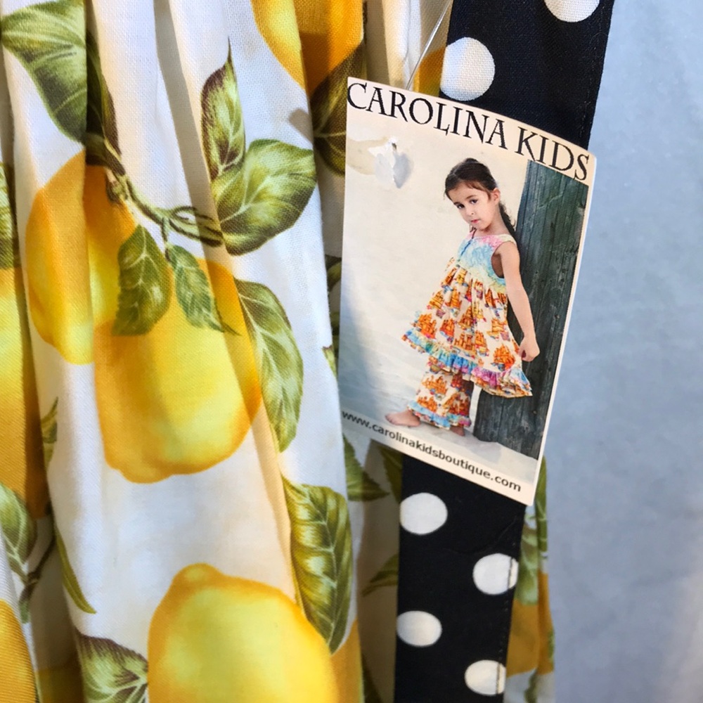 Carolina Kids 2 pc Lemon Ruf set dress & pants sz6